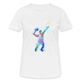 tennis,serve, watercolour, tennis player,graffiti - Women's Breathable T-Shirt - white - Front - AI Model Female 172 dark (172cm)