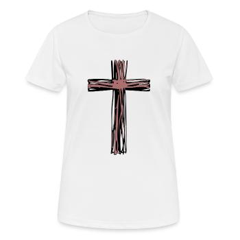Wooden cross - Women's Breathable T-Shirt - white - Front - AI Model Female 172 dark (172cm)