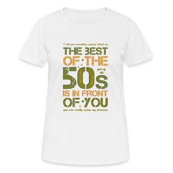 Fünfziger 50s 50's 50er - Frauen T-Shirt atmungsaktiv - Weiß - Vorne - AI Model Female 172 dark (172cm)
