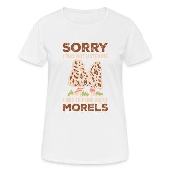 Thinking About Morels Mycology Mushroom Morel - Women's Breathable T-Shirt - white - Front - AI Model Female 172 dark (172cm)