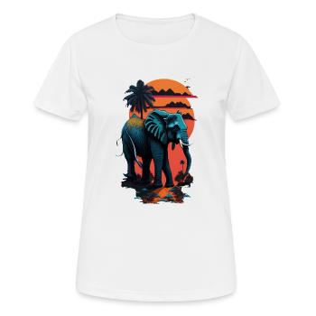 Eléphant, rue à Miami, couleurs vives, - T-shirt respirant Femme - blanc - Devant - AI Model Female 172 dark (172cm)