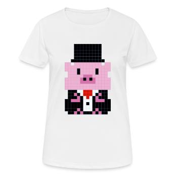 Un petit cochon en costume pixélisé - T-shirt respirant Femme - blanc - Devant - AI Model Female 172 dark (172cm)