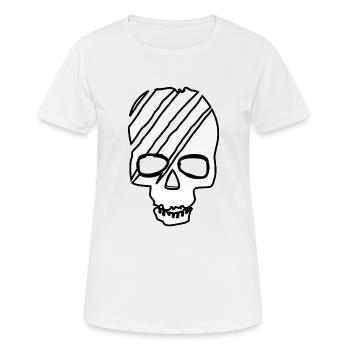 Totenkopf "Skizze" - Frauen T-Shirt atmungsaktiv - Weiß - Vorne - AI Model Female 172 dark (172cm)