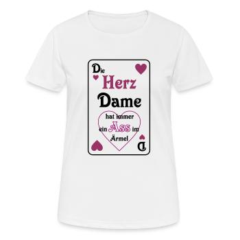 Skat Herz Dame Ass im Ärmel Schrift Mau-Mau - Frauen T-Shirt atmungsaktiv - Weiß - Vorne - AI Model Female 172 dark (172cm)