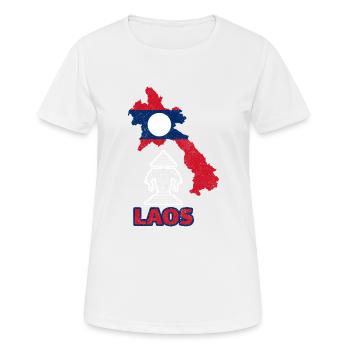 Laos Lao Drapeau Laotien éléphant Lao I cadeau - T-shirt respirant Femme - blanc - Devant - AI Model Female 172 dark (172cm)