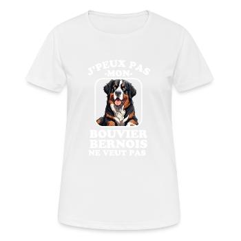 Chien de race bouvier bernois chien doux - T-shirt respirant Femme - blanc - Devant - AI Model Female 172 dark (172cm)