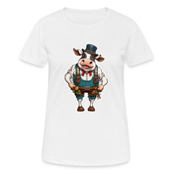 Lederhosen / Animal / Traditional costume / Tradition / Cow - Women's Breathable T-Shirt - white - Front - AI Model Female 172 dark (172cm)