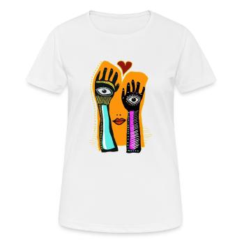 Auge Nase Mund - Frauen T-Shirt atmungsaktiv - Weiß - Vorne - AI Model Female 172 dark (172cm)