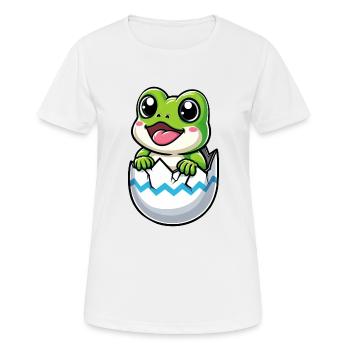 Oeuf de Pâques coloré avec motif de grenouille à éclore - T-shirt respirant Femme - blanc - Devant - AI Model Female 172 dark (172cm)
