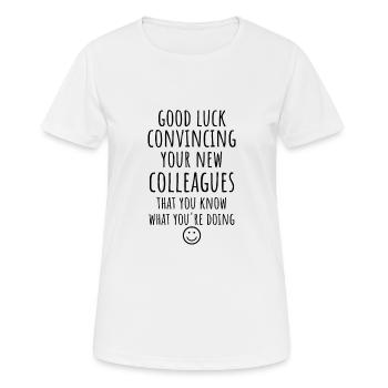 Cadeau d’adieu pour les collègues, cadeaux d’adieu - T-shirt respirant Femme - blanc - Devant - AI Model Female 172 dark (172cm)