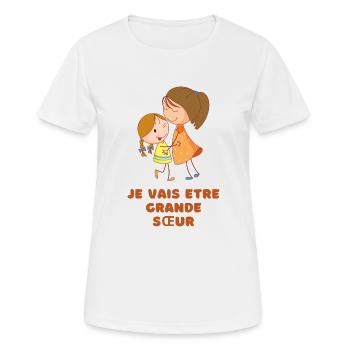 Ich werde eine große Schwester sein - Frauen T-Shirt atmungsaktiv - Weiß - Vorne - AI Model Female 172 dark (172cm)
