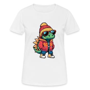 Dinosaur stegosaurus winter - Women's Breathable T-Shirt - white - Front - AI Model Female 172 dark (172cm)
