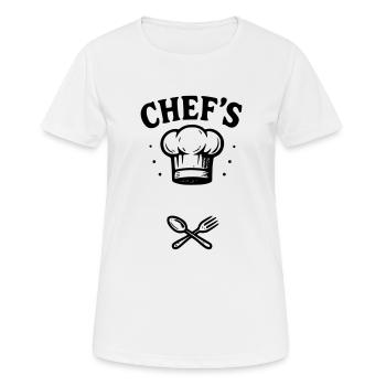 Chef et ton PRENOM - 2 - T-shirt respirant Femme - blanc - Devant - AI Model Female 172 dark (172cm)
