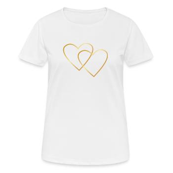 Two Golden Hearts - Women's Breathable T-Shirt - white - Front - AI Model Female 172 dark (172cm)