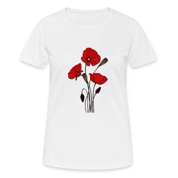poppy mosaic - Women's Breathable T-Shirt - white - Front - AI Model Female 172 dark (172cm)