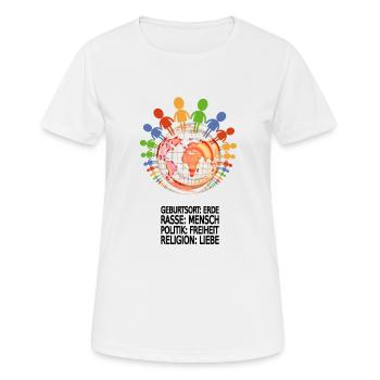 Gegen Rassismus - Frauen T-Shirt atmungsaktiv - Weiß - Vorne - AI Model Female 172 dark (172cm)