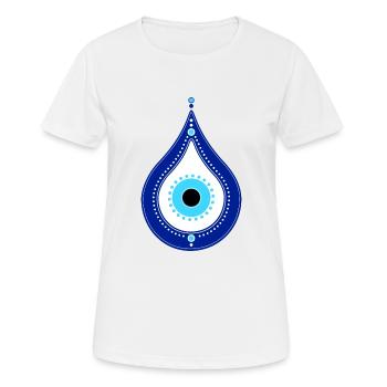 Nazar Boncuk, symbole de protection, Bleu, Oeil, Turquie - T-shirt respirant Femme - blanc - Devant - AI Model Female 172 dark (172cm)