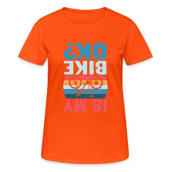 Cycling Biking Cyclist MTB Slogan Design - Women's Breathable T-Shirt - neon orange - Front - AI Model Female 172 dark (172cm)