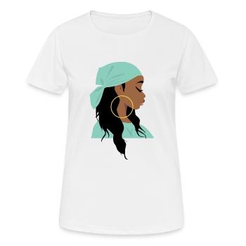 Femme fashion au foulard - T-shirt respirant Femme - blanc - Devant - AI Model Female 172 dark (172cm)