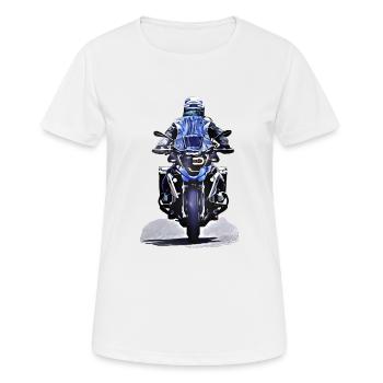 Motorradfahrer - Frauen T-Shirt atmungsaktiv - Weiß - Vorne - AI Model Female 172 dark (172cm)