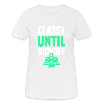 coup d’envoi du football - T-shirt respirant Femme - blanc - Devant - AI Model Female 172 dark (172cm)