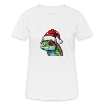 Tête d’animal de Noël caméléon - T-shirt respirant Femme - blanc - Devant - AI Model Female 172 dark (172cm)