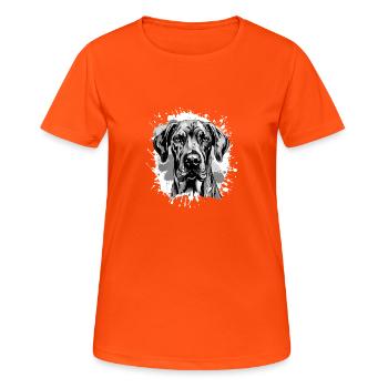 Great Dane Hund Kopf Porträt Tier - Frauen T-Shirt atmungsaktiv - Neonorange - Vorne - AI Model Female 172 dark (172cm)