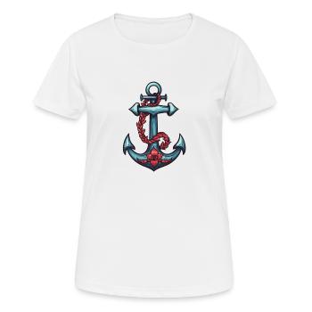 Port d’ancrage - T-shirt respirant Femme - blanc - Devant - AI Model Female 172 dark (172cm)
