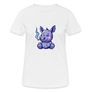 Rhino Smoker Smoke Joint - Women's Breathable T-Shirt - white - Front - AI Model Female 172 dark (172cm)