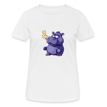 Hippopotamus Smoker Smoke Joint - Women's Breathable T-Shirt - white - Front - AI Model Female 172 dark (172cm)
