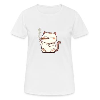 Cat Smoker Smoke Joint - Women's Breathable T-Shirt - white - Front - AI Model Female 172 dark (172cm)