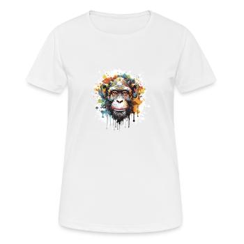 Tête de singe Pop Art - T-shirt respirant Femme - blanc - Devant - AI Model Female 172 dark (172cm)