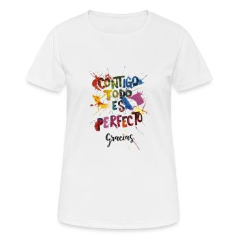 Parfaitement uni : un art qui reflète l’amour - T-shirt respirant Femme - blanc - Devant - AI Model Female 172 dark (172cm)