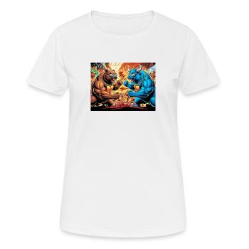 Baeren und Bullen Markt - Boerse - Frauen T-Shirt atmungsaktiv - Weiß - Vorne - AI Model Female 172 dark (172cm)