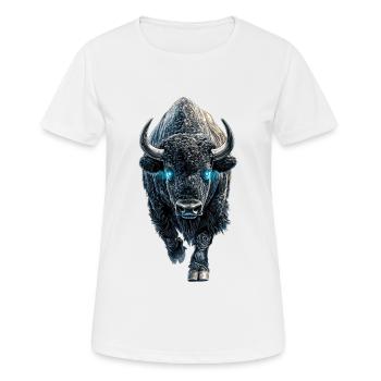 Bison - Frauen T-Shirt atmungsaktiv - Weiß - Vorne - AI Model Female 172 dark (172cm)