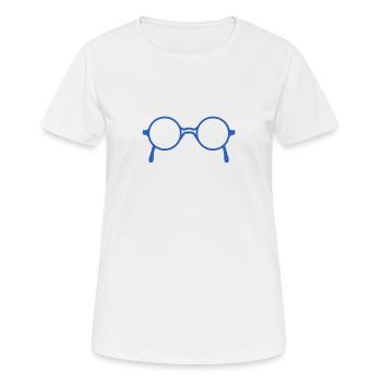 Blaue Brille - Frauen T-Shirt atmungsaktiv - Weiß - Vorne - AI Model Female 172 dark (172cm)