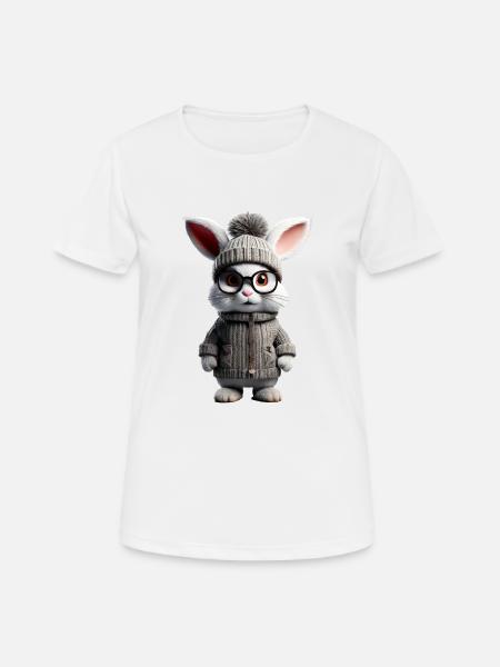 Ein süsses kleines Kaninchen mit Strickweste - Frauen T-Shirt atmungsaktiv - Weiß