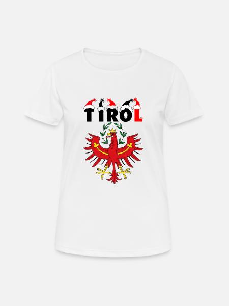 Tirol T-Shirt mit Weihnachts Mützen - Frauen T-Shirt atmungsaktiv - Weiß