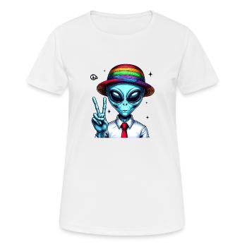Alien Shows Peace - Women's Breathable T-Shirt - white - Front - AI Model Female 172 dark (172cm)