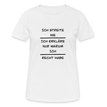 Diskussion Streit diskutieren Recht streiten - Frauen T-Shirt atmungsaktiv - Weiß - Vorne - AI Model Female 172 dark (172cm)