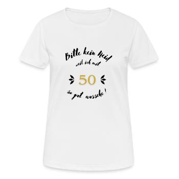 50er Schwarz - Frauen T-Shirt atmungsaktiv - Weiß - Vorne - AI Model Female 172 dark (172cm)