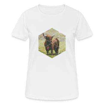 Schottisches Hochland Cattle Rind Nature Sechseck - Frauen T-Shirt atmungsaktiv - Weiß - Vorne - AI Model Female 172 dark (172cm)