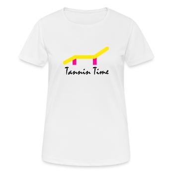 Tanning Time mit Sonnenliege schwarze Schrift - Frauen T-Shirt atmungsaktiv - Weiß - Vorne - AI Model Female 172 dark (172cm)