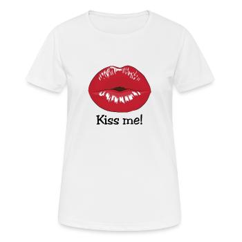 küss mich - Frauen T-Shirt atmungsaktiv - Weiß - Vorne - AI Model Female 172 dark (172cm)