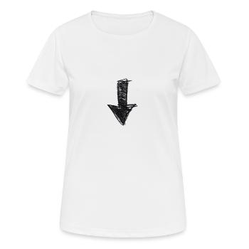 Pfeil gemalt nach unten Geschenkidee Scribble - Frauen T-Shirt atmungsaktiv - Weiß - Vorne - AI Model Female 172 dark (172cm)