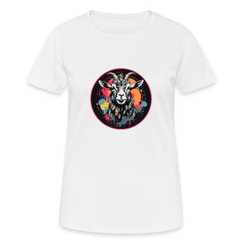 Portrait de chèvre coloré bouc - T-shirt respirant Femme - blanc - Devant - AI Model Female 172 dark (172cm)