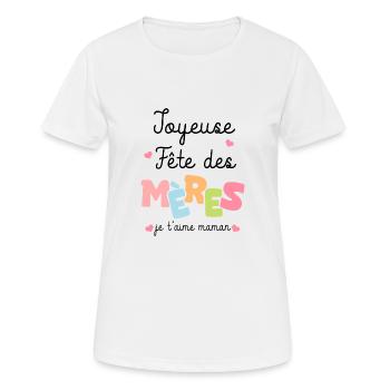 joyeuse fete des mères je t aime maman - T-shirt respirant Femme - blanc - Devant - AI Model Female 172 dark (172cm)