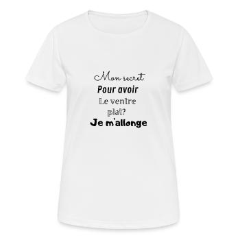 My secret to having a flat stomach? I lie down - Women's Breathable T-Shirt - white - Front - AI Model Female 172 dark (172cm)