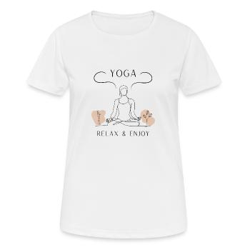 Yoga Relax & Enjoy - Wellness - Entspannung - Joy - Frauen T-Shirt atmungsaktiv - Weiß - Vorne - AI Model Female 172 dark (172cm)