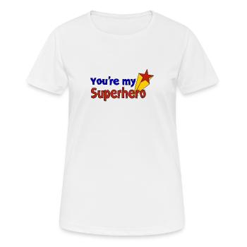 Tu es mon super-héros - T-shirt respirant Femme - blanc - Devant - AI Model Female 172 dark (172cm)